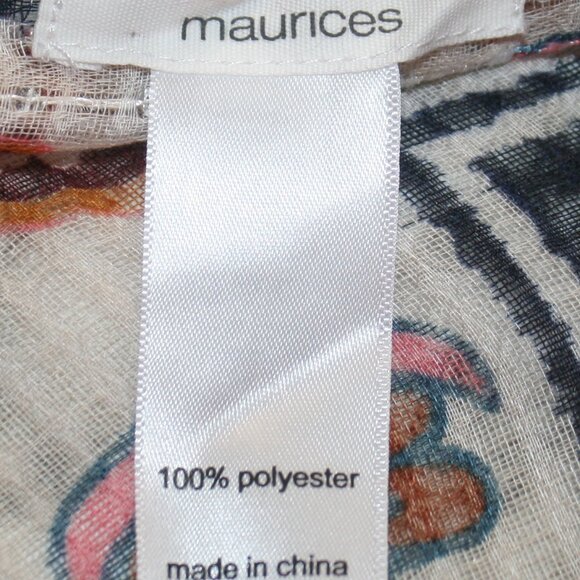 MAURICES Scarf Oversized Floral Bandana Silved Metallic Stripe Sequin Square 54" - Picture 4 of 10